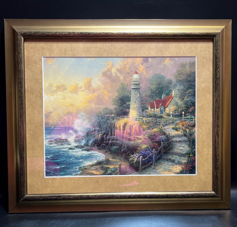 Thomas Kinkade Framed Lighthouse Artwork with Certificate of Authenticity