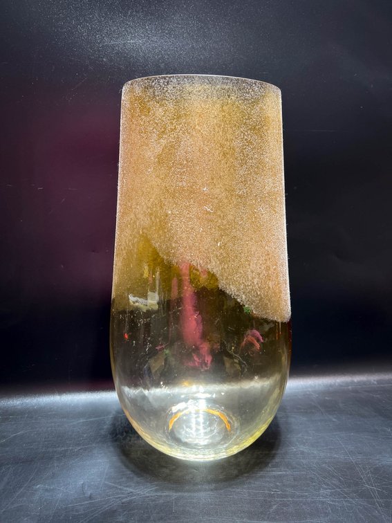 Art Glass Handmade Vase with Textured Frosted Upper Section