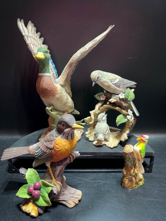 Bird Figurines Featuring Homco, Andrea, and Taiwan-Made Pieces