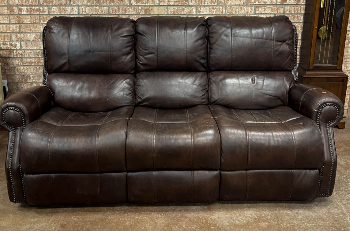 Brown Leather Power Reclining Sofa