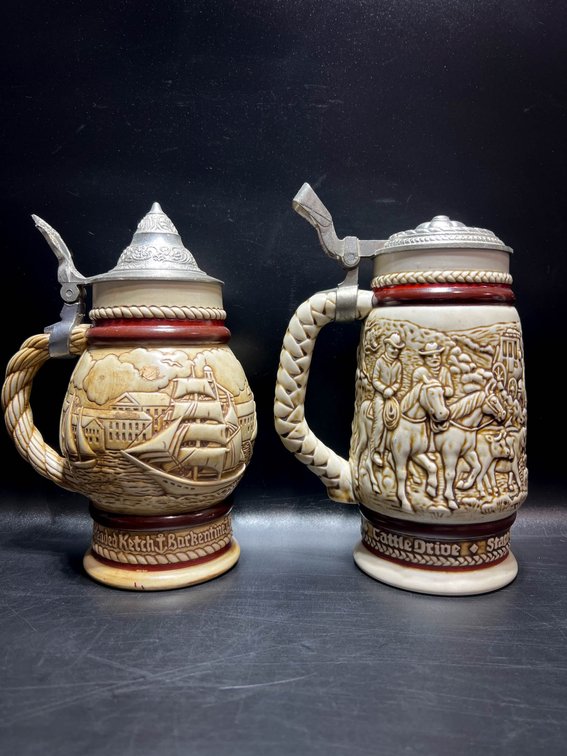 Avon Collectible Ceramic Beer Steins with Pewter Lids