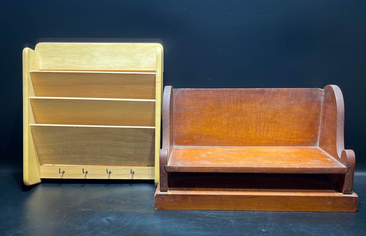 Two Wooden Wall-Mount and Shelf Organizers