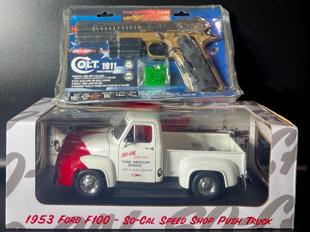 1953 Ford F-100 Model and Colt 1911 Spring-Powered Airsoft Gun Package