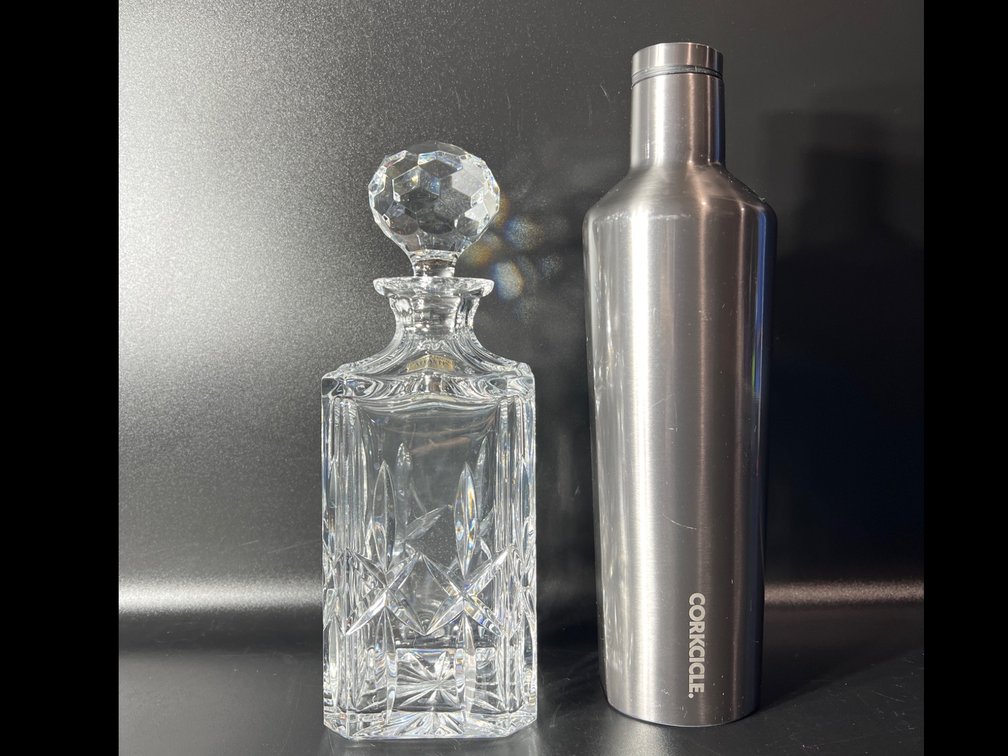 Atlantis Crystal Decanter and Corkcicle Stainless Steel Bottle
