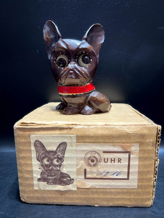 1930s-40s J. Oswald Rolling Eye Dog Clock with Original Box