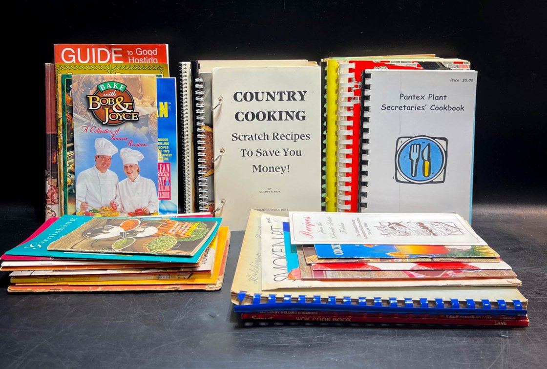 Various Spiral-Bound and Hardcover Cookbooks