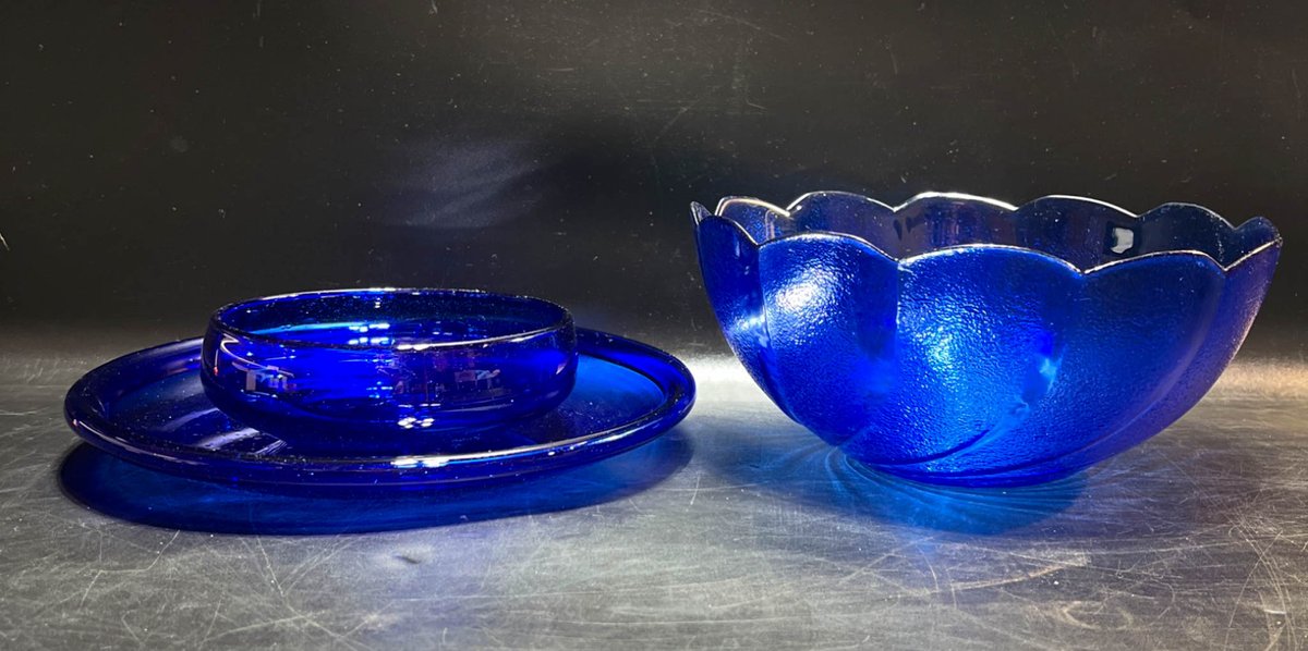 Cobalt Blue Glass Bowls and Plates