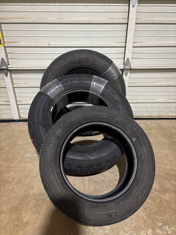 Three Used Tires Including Kelly and Goodyear Fortitude HT, Size 275/65R18