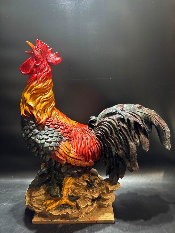 26-Inch Tall Colorful Rooster Statue with Detailed Features