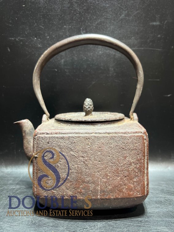 Square Cast Iron Teapot with Hinged Handle