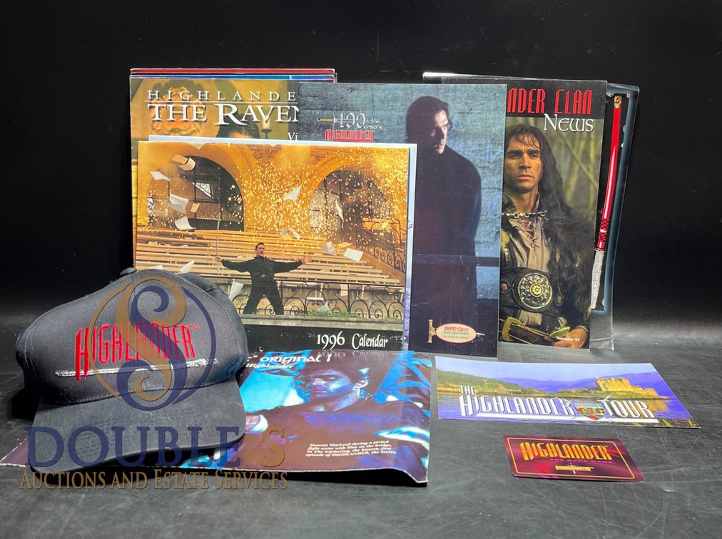 Highlander Memorabilia Lot Including Hat, Cards, Calendars, and Media