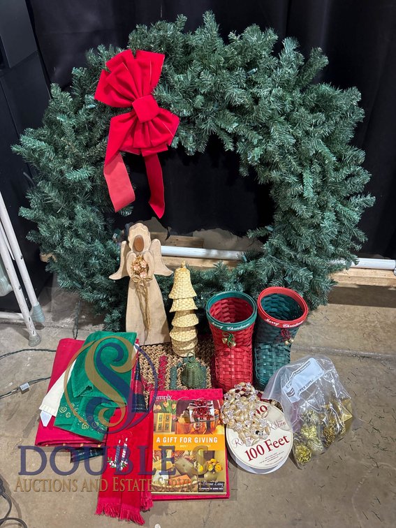 Holiday Wreath With Decorative Seasonal Items and Accessories