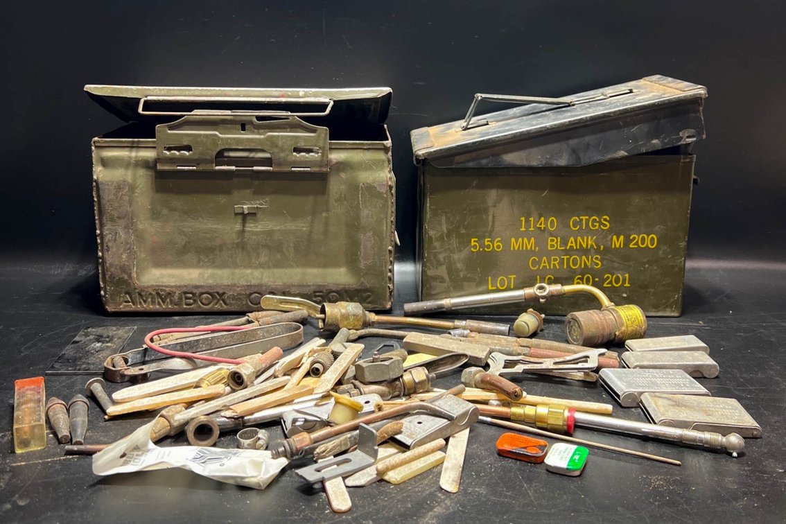 Military Ammo Boxes, Welding Tips, and Tool Parts