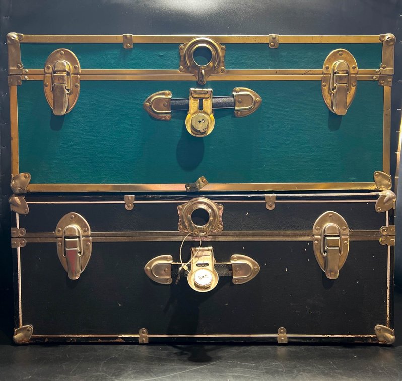 Two 12x31x16 Trunks in Black and Green