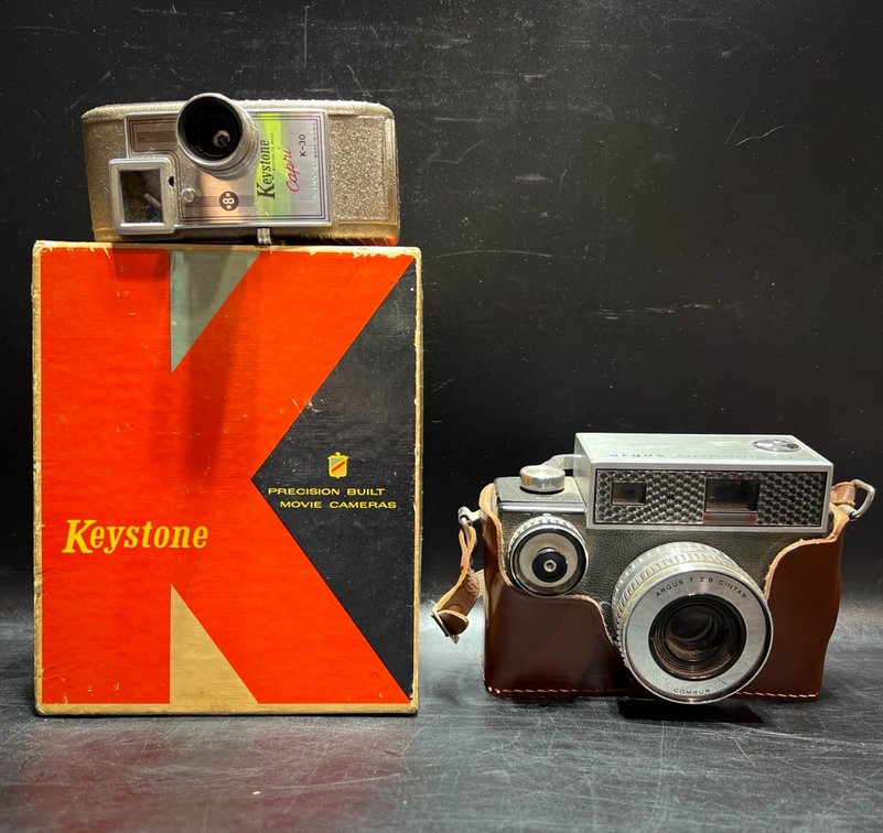 Argus Autronic I Film Camera and Keystone Capri K-30 with Box and Manual