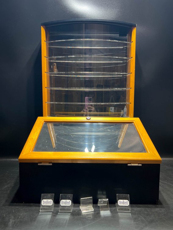 Wood and Glass Display Case with Lock and Shelves – 28x19x16 Inches