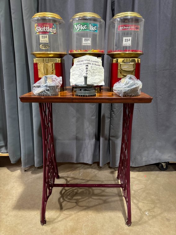 Triple Candy Vending Machine on Stand