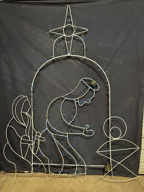 Four Metal Holiday Nativity Light Frames, Tallest Measuring 92 Inches