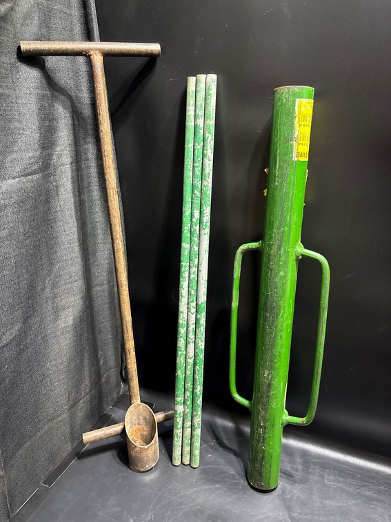 Post Hole Digger and Fence Post Driver Set with Three Steel Posts