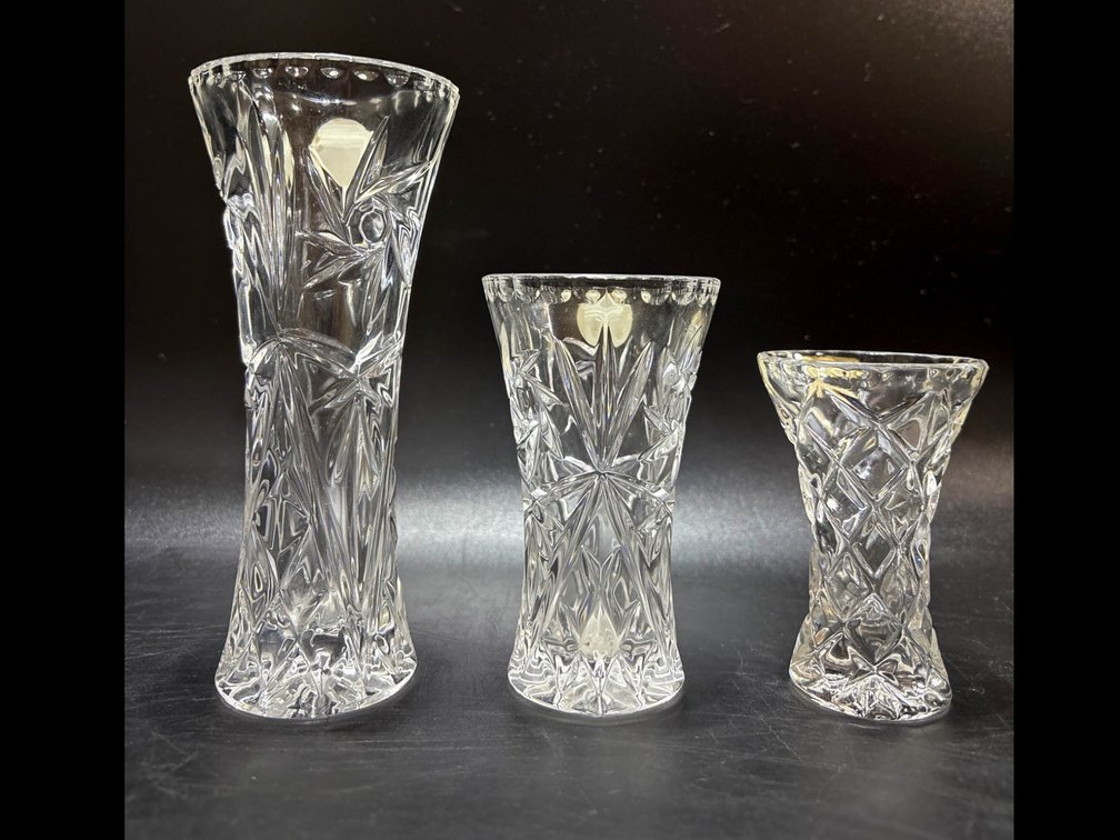 Three Cut Crystal Vases by Lenox and Kristal