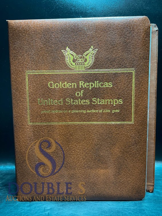 Golden Replicas of United States Stamps in Binder