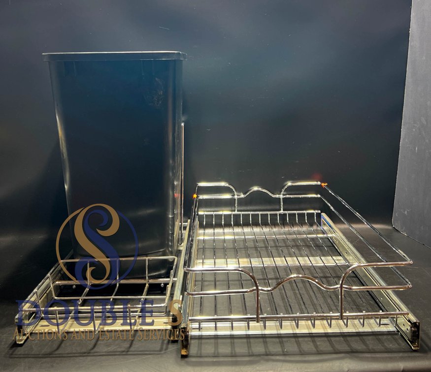 Pull-Out Metal Wire Cabinet Organizer System with Waste Bin