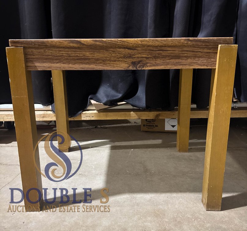 Wooden Side Table with Gold-Colored Legs, 18 x 24 x 21 Inches