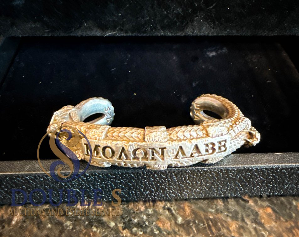 Signed Sterling "Come and Take It" Cuff, 184.5 Grams
