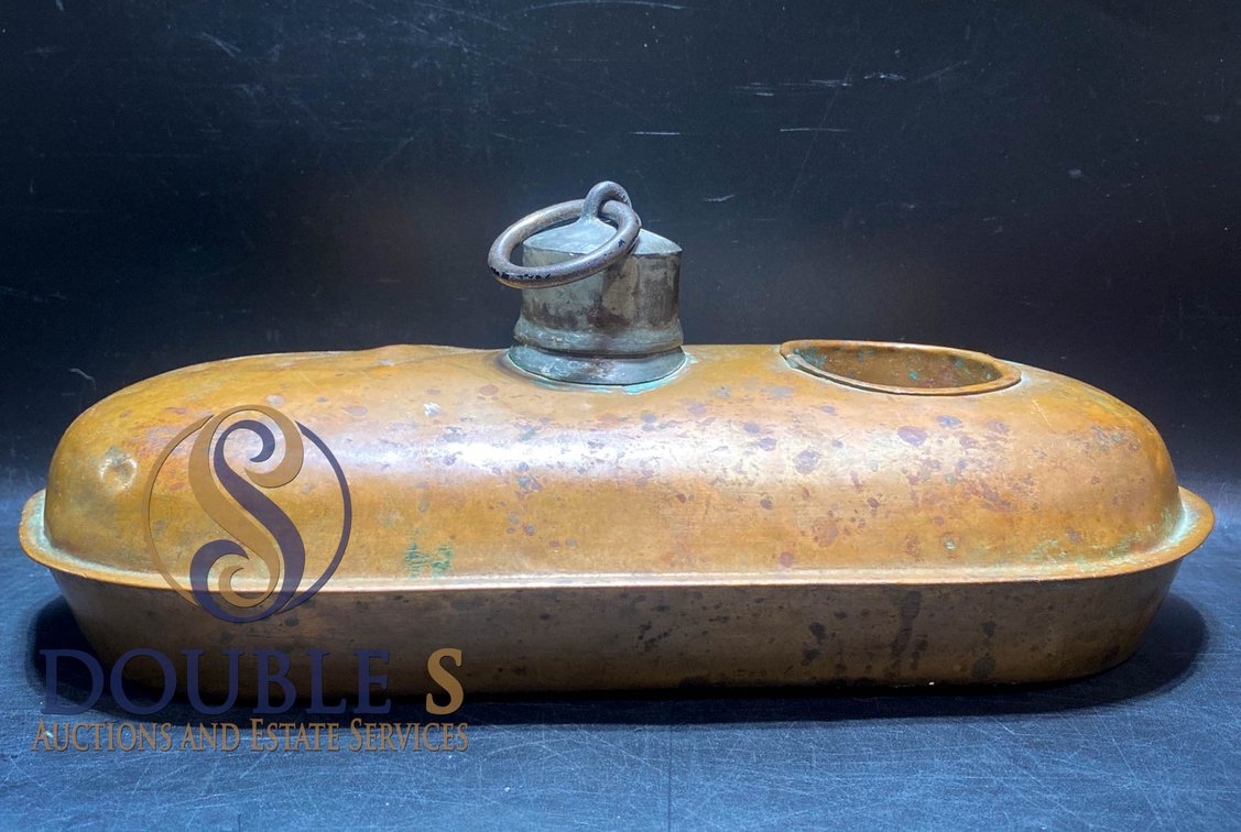 Antique Copper Bed Warmer with Handle and Cap