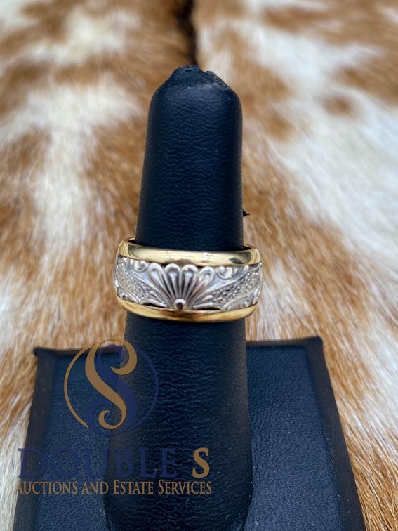 14K Two-Tone Gold Band, Size 7, 7 Grams