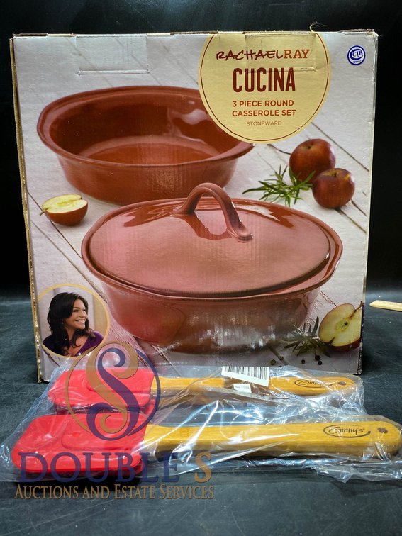 Rachael Ray Cucina 3-Piece Round Casserole Set With Silicone Spatulas