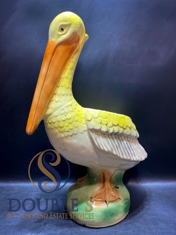 Ceramic Pelican-Shaped Planter with Painted Details