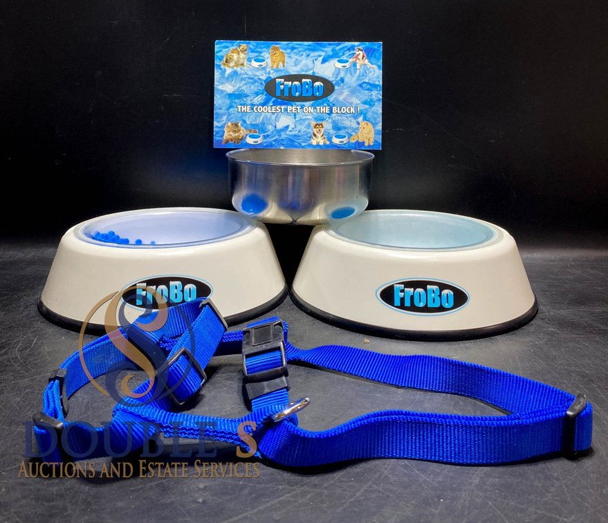 FroBo Cooling Pet Bowls Set With Harness and Stainless Steel Bowl
