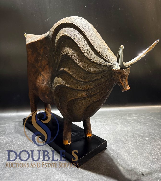 Uttermost Sculpture of a Bull Figurine on Rectangular Base