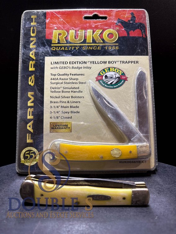 Ruko Limited Edition 'Yellow Boy' Trapper Knife with Case Rusted Variant