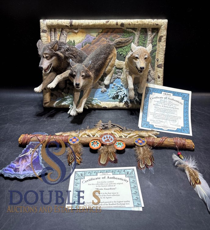 Wolf-Themed Wall Decor and Dreamcatcher with Certificates of Authenticity