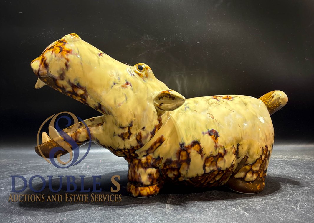 Ceramic Hippopotamus Figurine With Glossy Finish