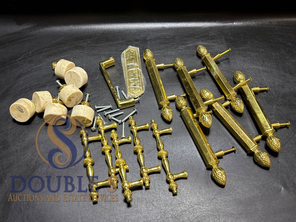 Brass Hardware and Stone Knobs with Screws