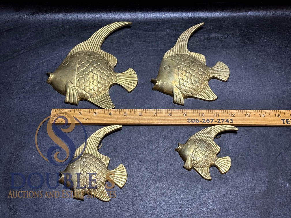 Four Brass Fish Wall Decorations