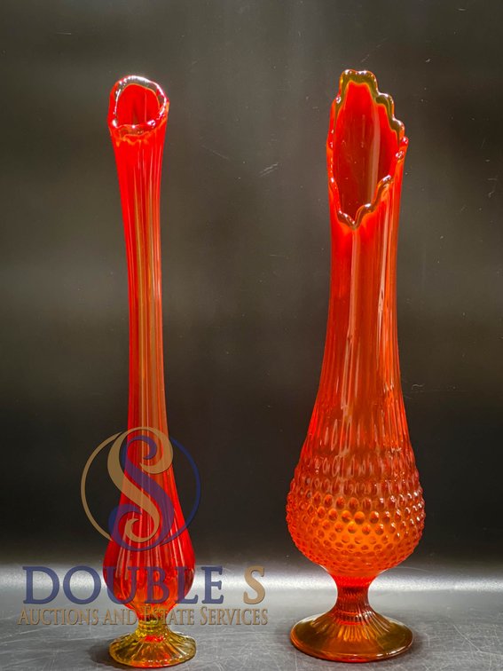 Amberina Hobnail Vases