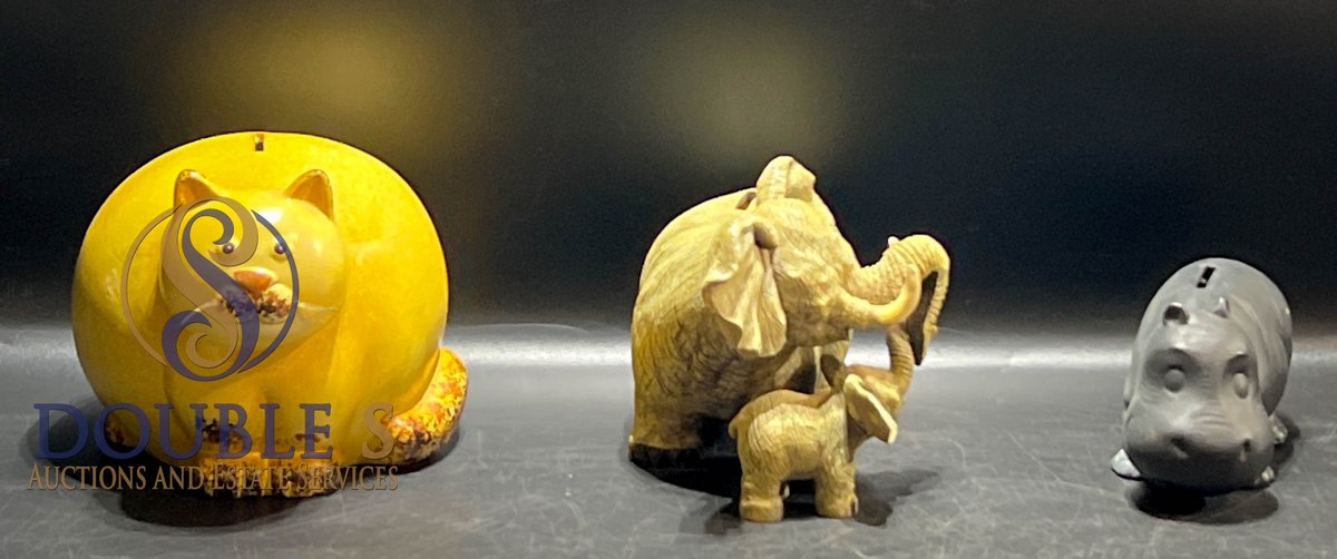 Three Animal-Themed Ceramic and Resin Coin Banks