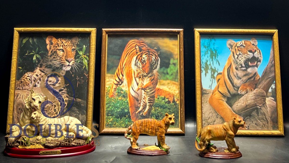 Wildlife Photos and Figurines Featuring Tigers and Leopard