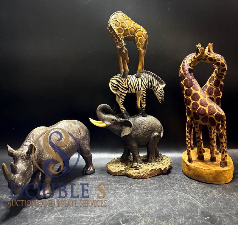 Handcrafted African Animal Figurines in Wood and Resin