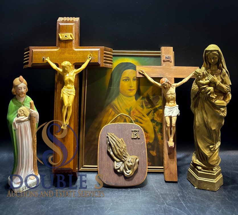 Religious Figurines, Plaques, Crosses, and Artwork