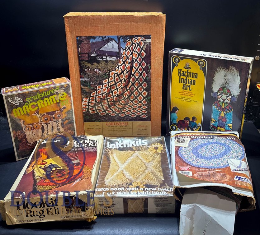 Six Craft Kits Including Rug, Latch Hook, and Macrame