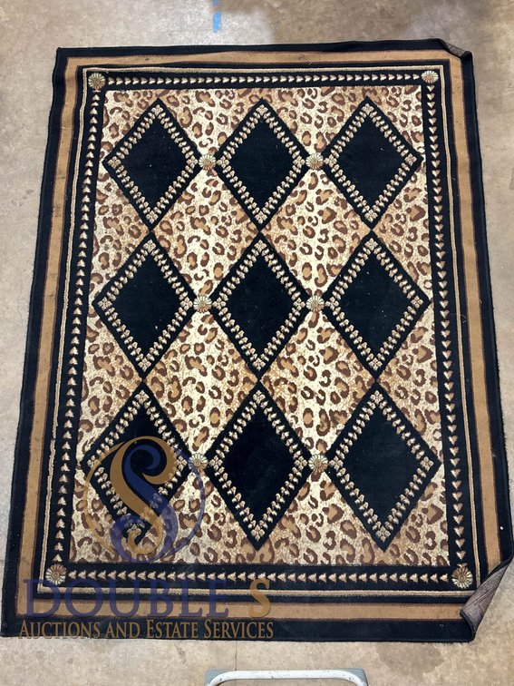 Ramallah Brand Carpet, 62” by 83”, Animal Print with Geometric Pattern