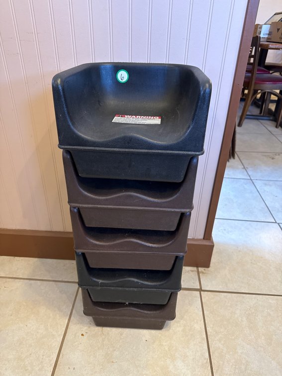 Stackable Restaurant Booster Seats in Black and Brown