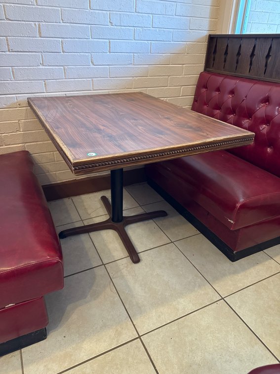 Square Wooden Table with Metal Pedestal Base 36 inches square