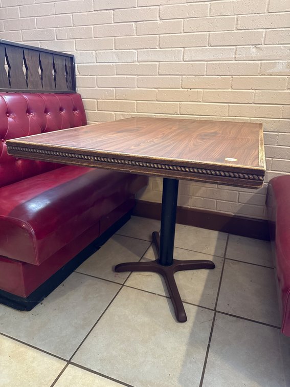 Wooden Table with Metal Base 36 inches square