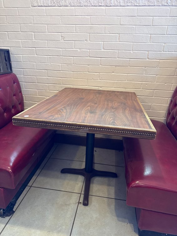 Wooden Table with Metal Pedestal Base 36 inches square